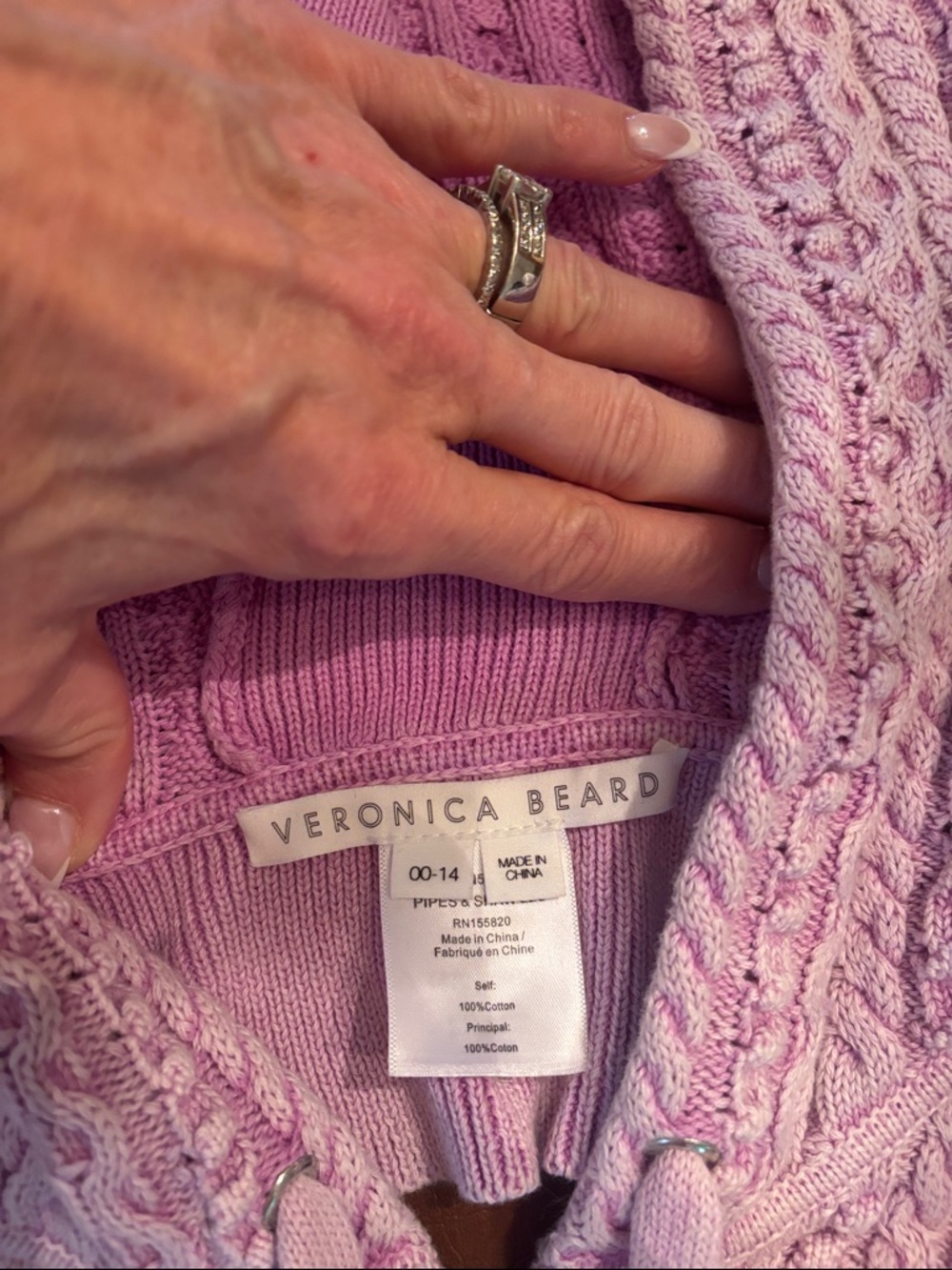Rare Veronica Beard Lilac Dickey Cable-Knit Zip Front Sleeveless Top new - Picture 2 of 4